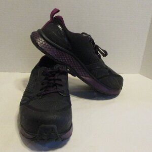 Timberland Steel Toe Woman Size 8.5 Black Purple Lace Up Safety Work Shoes